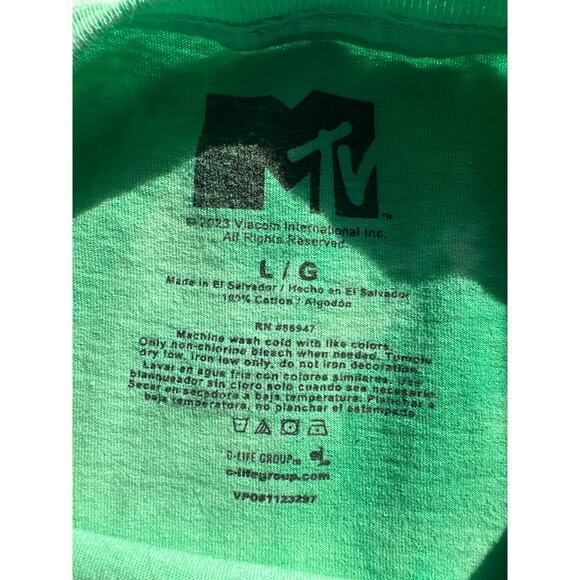 MTV Skeleton Tee Shirt Green Black Tie Dye Music Television Retro T Shirt Large - Picture 5 of 6